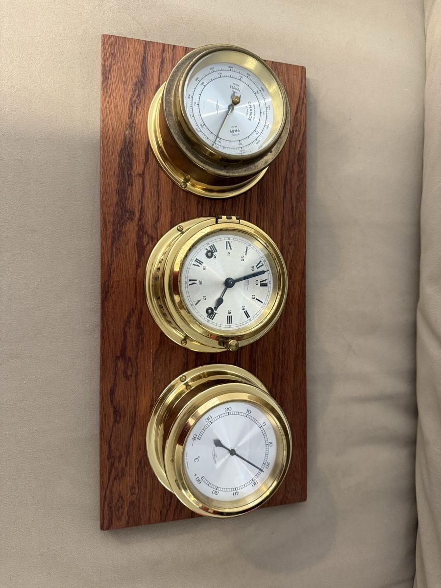 Sonstige antike Technik & Geräte: Barometer Uhr Thermometer Messing Holz neuwertig – Gebraucht aus Cham von inf_fnd5 1