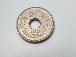 🇪🇬 2 Milliemes, 1916-H, AH ١٣٣٥, H. Kamel, KM#314 **RARE**