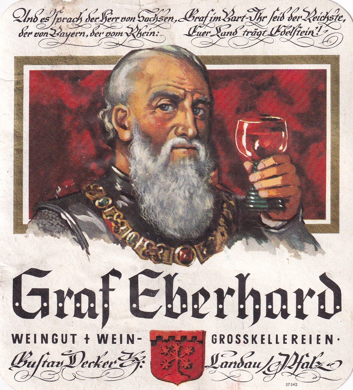 Papiere: Etikette für Wein - Graf Eberhard /bd – Gebraucht aus Hombrechtikon von Rudolf07
