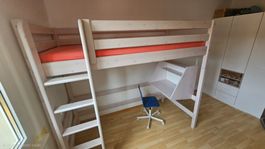 Flexa Classic Hochbett mit Leiter, Schreibtisch, Nachttisch