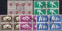 1950, Pro Patria Nr. B46-50 Viererbl.-Serie UNTERENGSTRINGEN