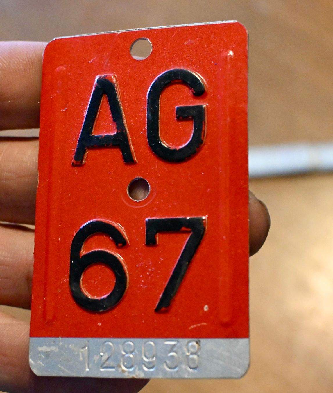 Schilder: Velonummer AG von 1967 - Aargau - AG 67 – Gebraucht aus Pfaffhausen von mono_rec 1