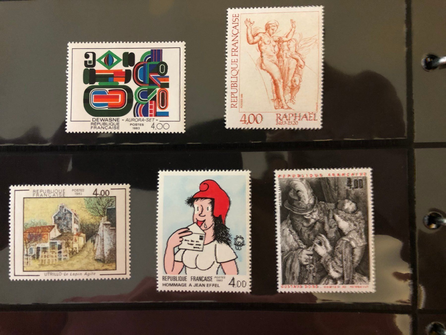 Tutti i francobolli: Musée imaginaire 1983 5 tableaux neufs** – Nuovo e nell'imballaggio originale da Lausanne venduto da ffhoud