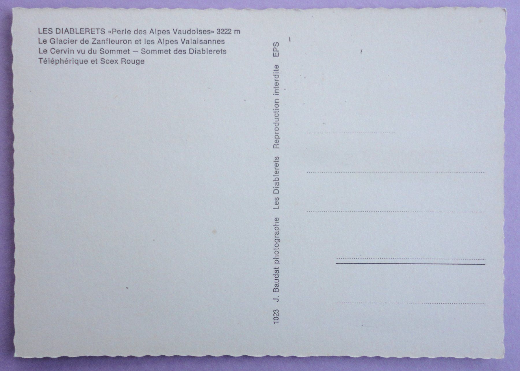 Cartoline postali: Les Diablerets 1200-3200 m – Usato da Fétigny venduto da Billy2miny 1