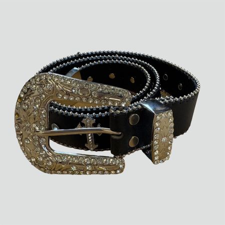 Black Rhinestone y2k Belt with Crosses (nike adidas vintage)