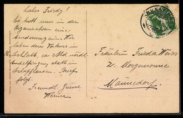 Cartoline postali: AK Andelfingen, Ortsansicht mit Kirche – Usato da Berlin venduto da bartko-reher 1