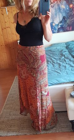 Boho Wickelrock Paisley Muster S-M Viscose