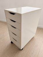 Caisson IKEA ALEX 5 tiroirs blanc sur roulettes