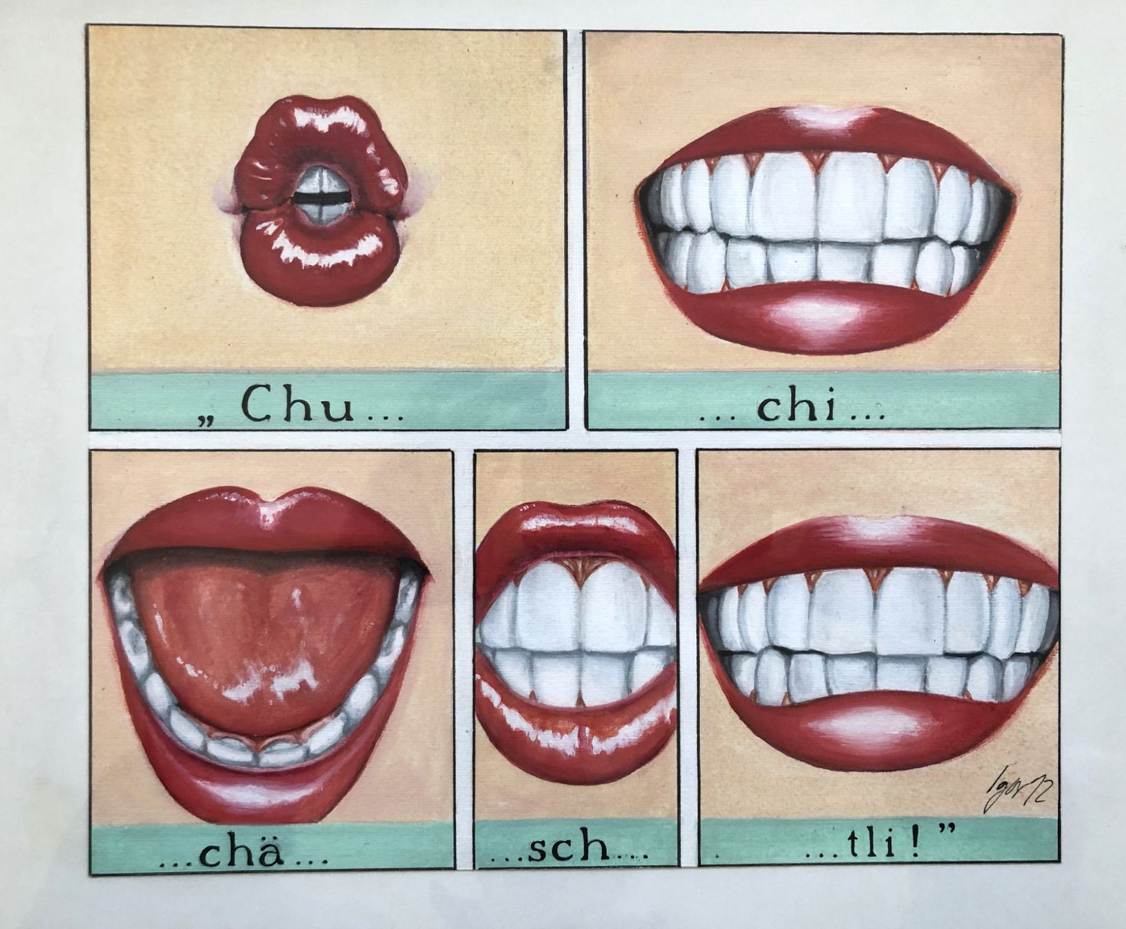 Dipinti: Pop Art - Bild - "Chuchichäschtli!" - Aquarell – Usato da Schaffhausen venduto da durruti 1