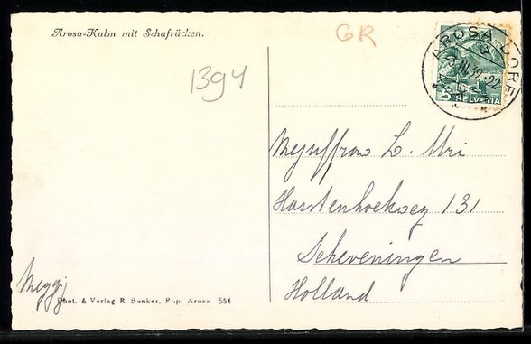 Cartoline postali: Arosa, Arosa-Kulm, Ortsansicht mit Schaf – Usato da Berlin venduto da bartko-reher 1