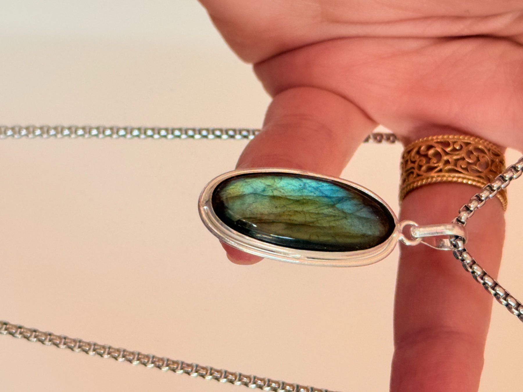 Catenine: Superbe collier Labradorite , neuf! – Nuovo e nell'imballaggio originale da Genève venduto da AGBERG 5