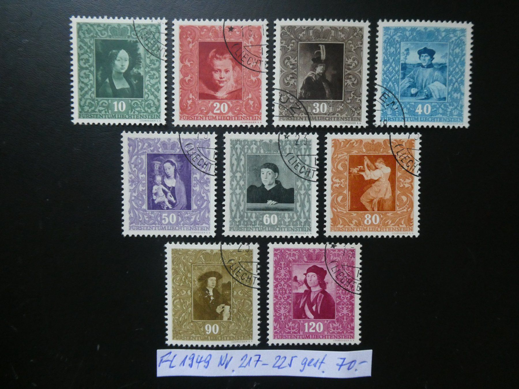 Tutti i francobolli: FL 1949 Nr. 217-225 gestempelt – Usato da Lausen venduto da Herbamare01