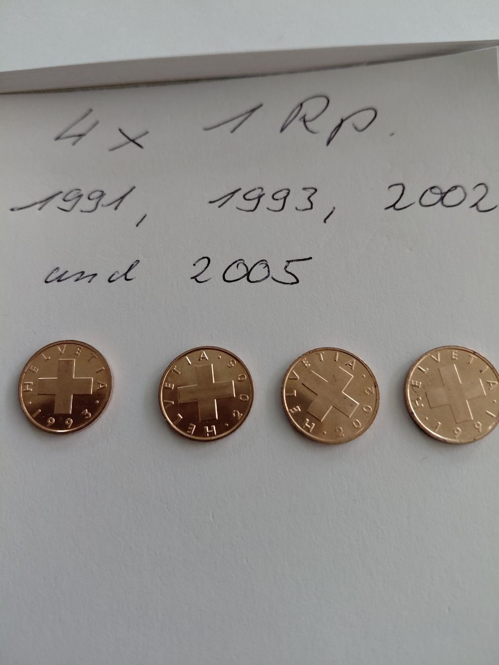 Tutti le monete: 4x 1 Rappen ab 1991 – Usato da Bonaduz venduto da topolino052