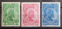 LIECHTENSTEIN: Prince Jean II, 5 + 10 h 1912, 25 h 1915, **