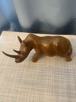 Holz Nashorn Skulptur geschnitzt ca. 18 cm