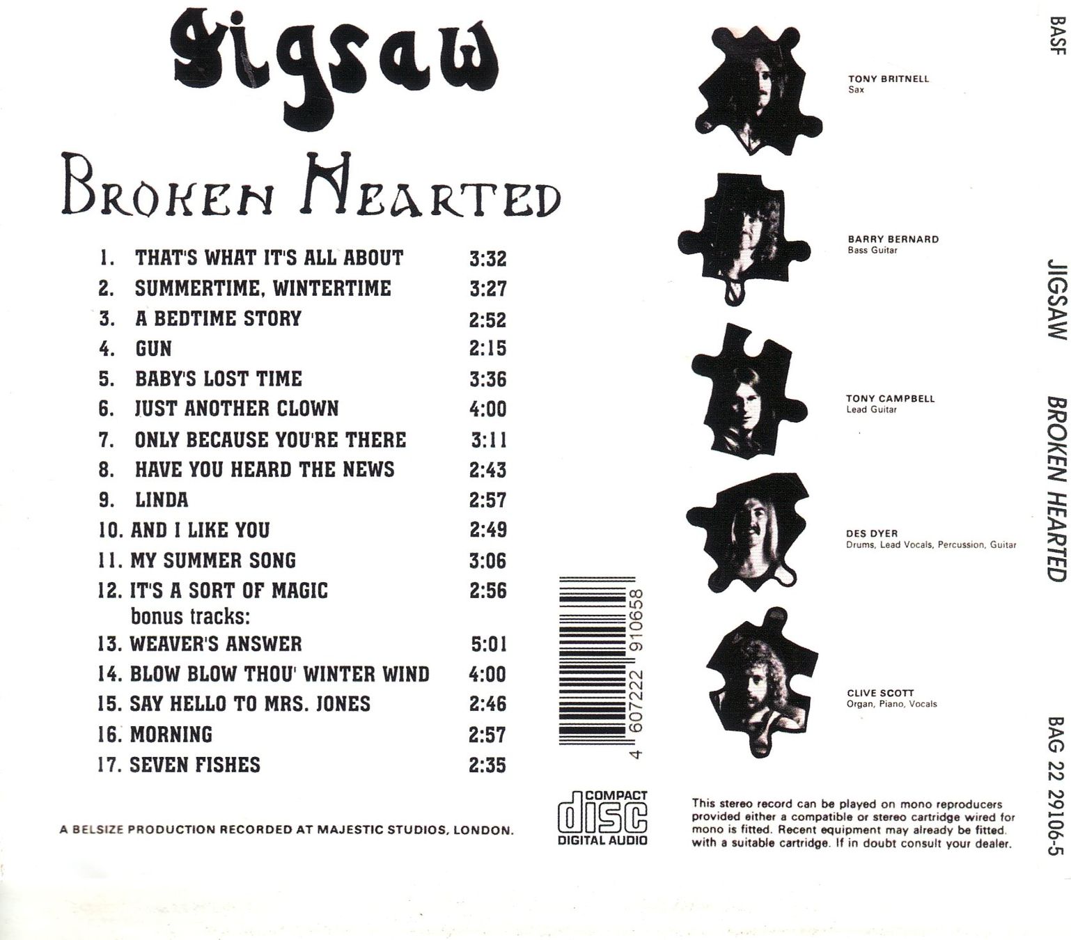 CDs: Jigsaw  – Broken Hearted – Neuf (Voir description) à Boussens par catfood01 1