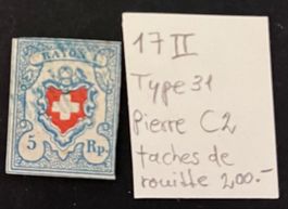 1851 Rayon I Nr. 17II Type 31 C2 Cat. 160.-