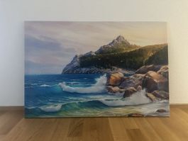 Gemälde/Leinwand "Brandung am Felsenufer"