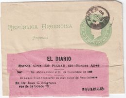 Argentinien, Streifband "El Diario" nach Bruxelles
