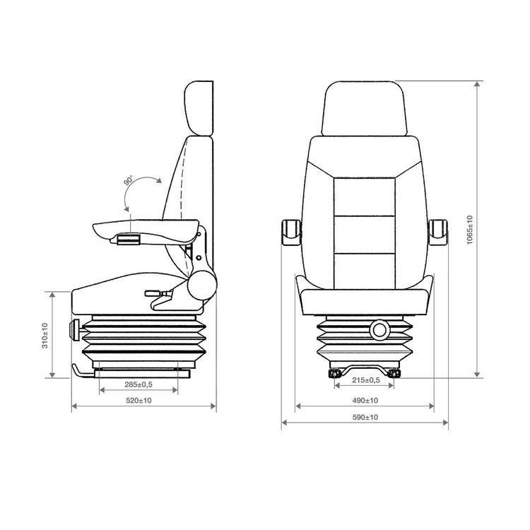 Traktorsitz OE102 Schleppersitz gefedert 56001 Feder Sitz Treckersitz Arm  Lehne