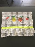 Küchenhandtuch Obst Design Baumwolle grau weiss Spitze gelb