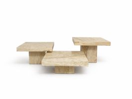 3er-Set italienische Vintage Travertin Couchtische · 1970er