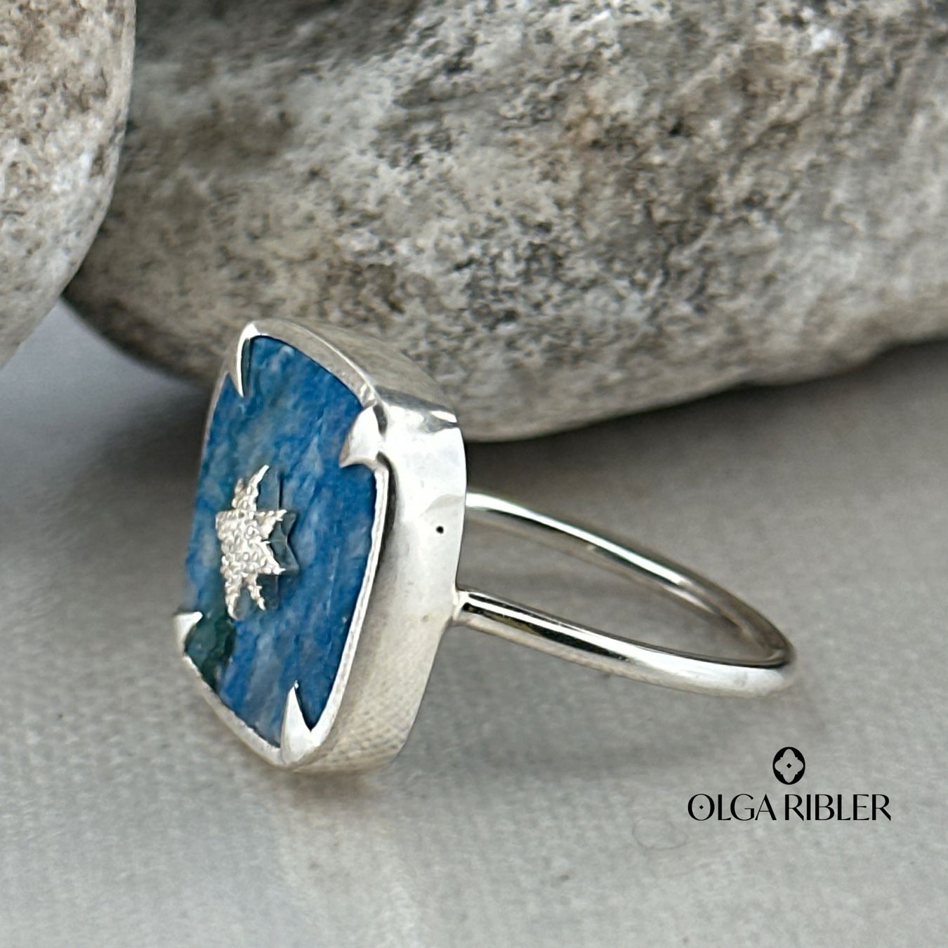 Olga Ribler Anelli: Feiner Silber Ring 925 mit Chrysocolla Grösse 56 – Nuovo (secondo la descrizione) da Luzern venduto da Schmuckoutlet