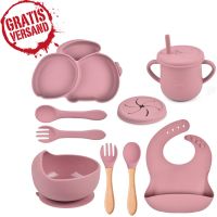 HASE Babygeschirr 9er Set – aus Silikon mit Saugnapf