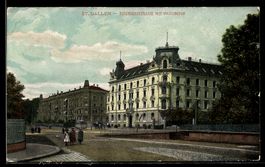 AK St. Gallen, Rosenbergstraße mit Washington und Passanten