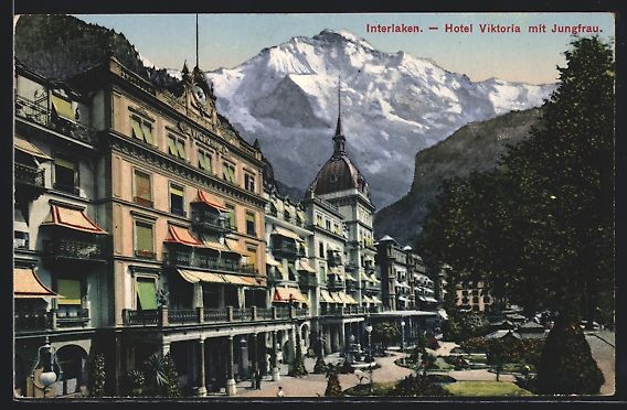 Cartoline postali: Interlaken, Hotel Viktoria mit Jungfrau – Usato da Berlin venduto da bartko-reher