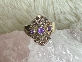Vintage Silberring 925 mit lila Stein