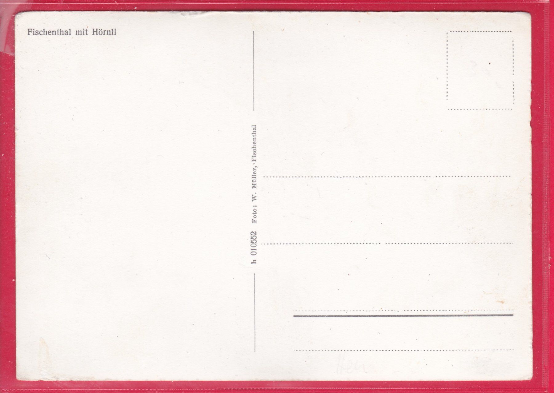 Cartoline postali: FISCHENTHAL MIT HÖRNLI – Usato da Oberrieden venduto da Gebirgsstelze 1