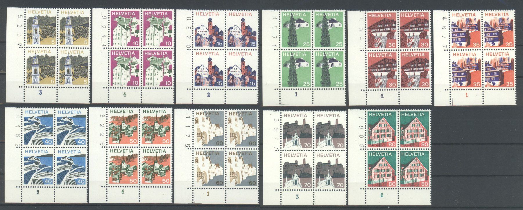 Tutti i francobolli: 1973, Landschaftsbilder, Viererblöcke ** – Nuovo (secondo la descrizione) da Willisau venduto da Vollstempel