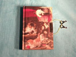 Notizbuch, Tagebuch mit Schloss und 2 Schlüsseln, Katzen