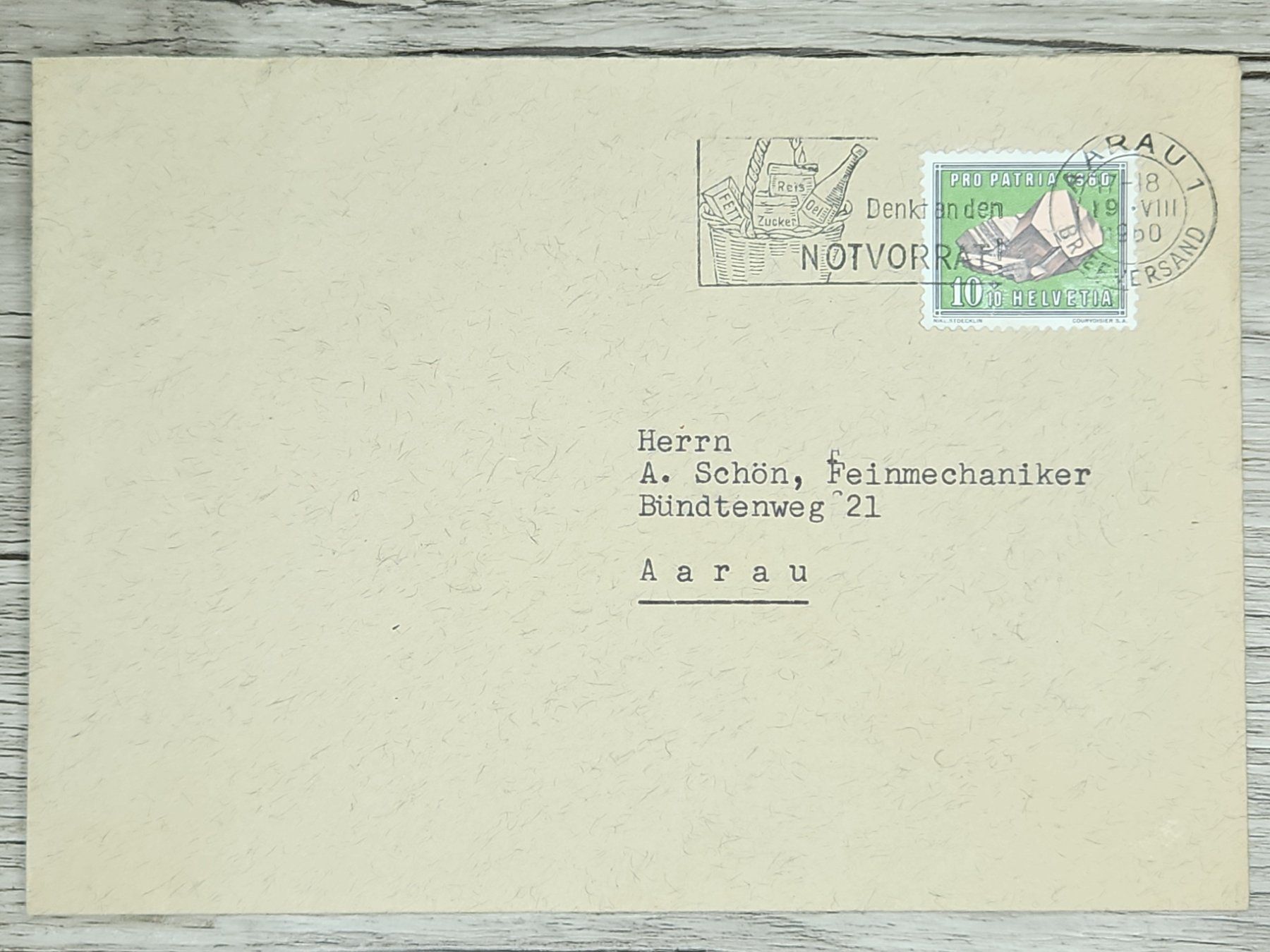 Alle Briefmarken: CL02 Enveloppe + Timbre Suisse 1960 – Gebraucht aus Cousset von Patrick_Collections