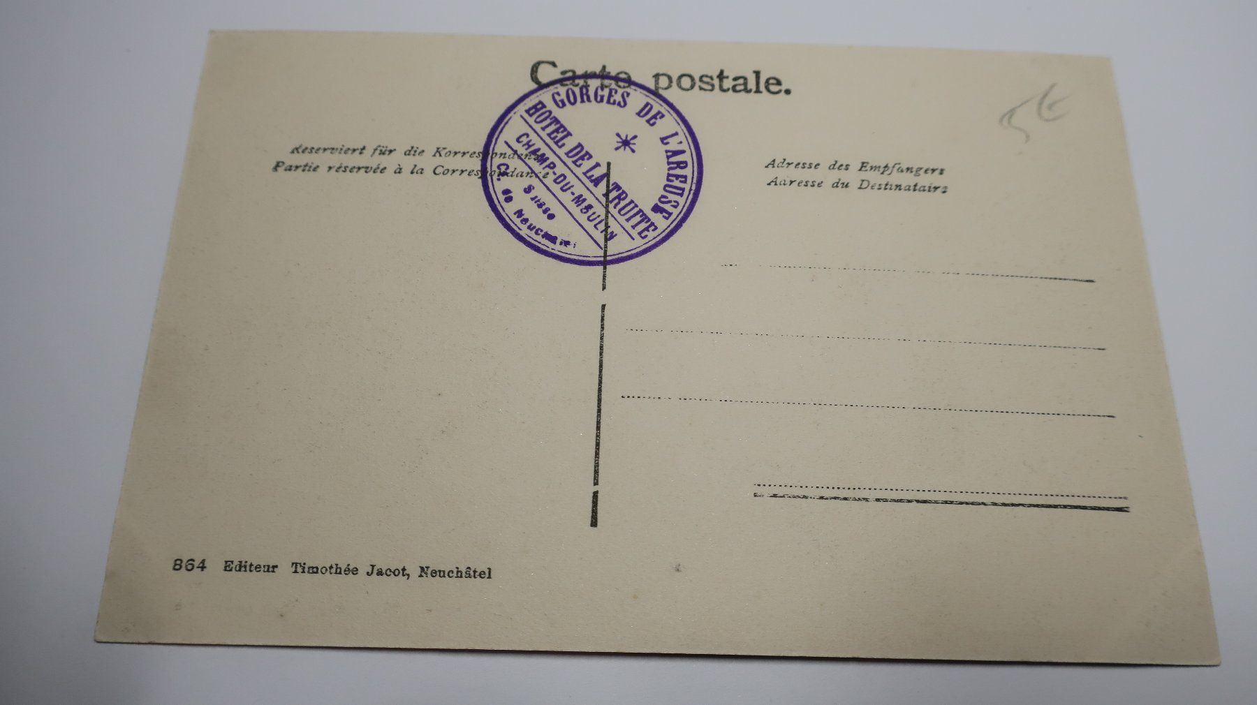 Cartoline postali: Champ du Moulin - Vue générale   Gorge de l'Areuse – Usato da Cormoret venduto da Pascalll2001 3