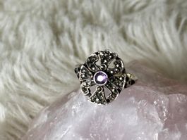 Vintage Silberring 925 mit lila Stein