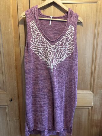 FREE PEOPLE gilet long coton/ramie/lin
