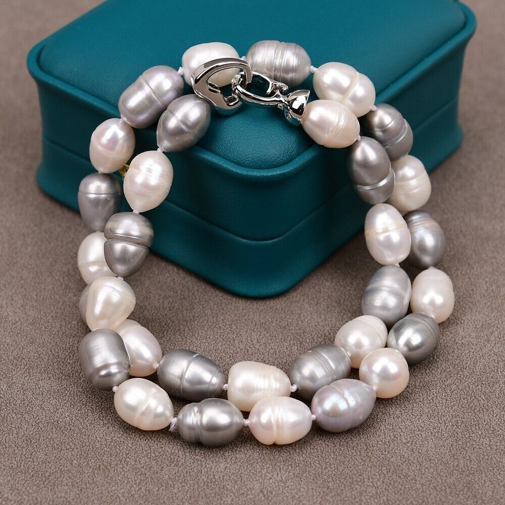Ketten: Grau Lua Perlen Kette Echt 1cm Collier Perle Vrai Halskette – Neu (gemäss Beschreibung) aus Prilly von ilyria73 4