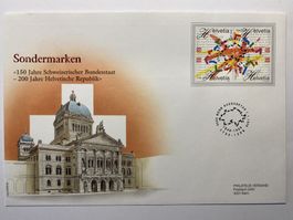 FDC Grossbrief 150 Jahre Schweizerischer Bundesstaat 1998 ET