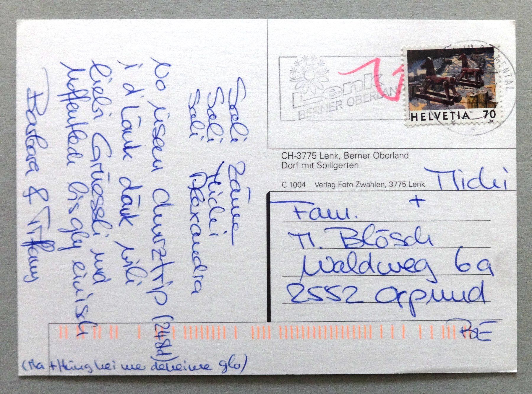 Ansichtskarten: Lenk, B.O., Dorf mit Spillgerten – Gebraucht aus Fétigny von Billy2miny 1