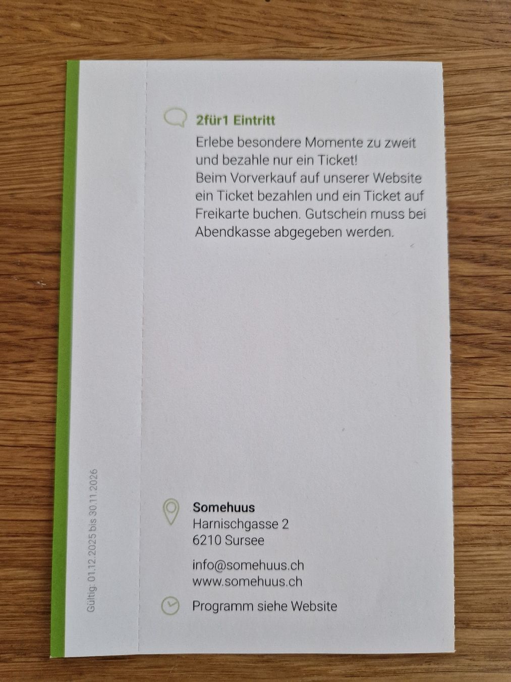 Gutscheine: 2 für1 Eintritt Somehuus  – Neu und originalverpackt aus Kulmerau von Doene7 1
