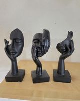 Deko-Figuren 3er Set Abstrakte Gesichter Schwarz 