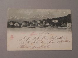 Karte Brunnen SZ Schwyz Schiff Boot 1898
