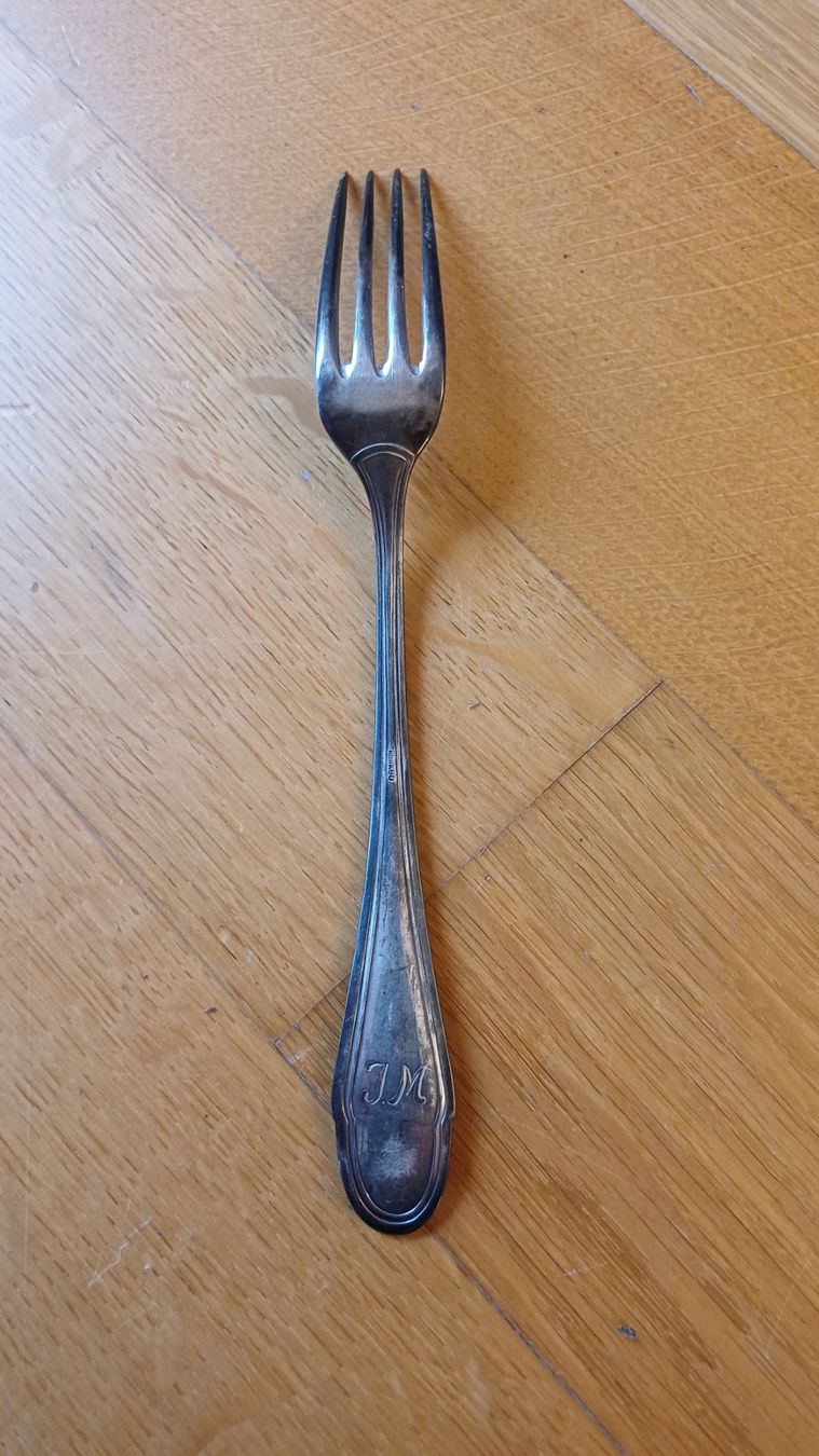 Forchette: Alte Gabel versilbert, Vintage mit J.M. Gravur – Usato da Oberneunforn venduto da Bumbam 1