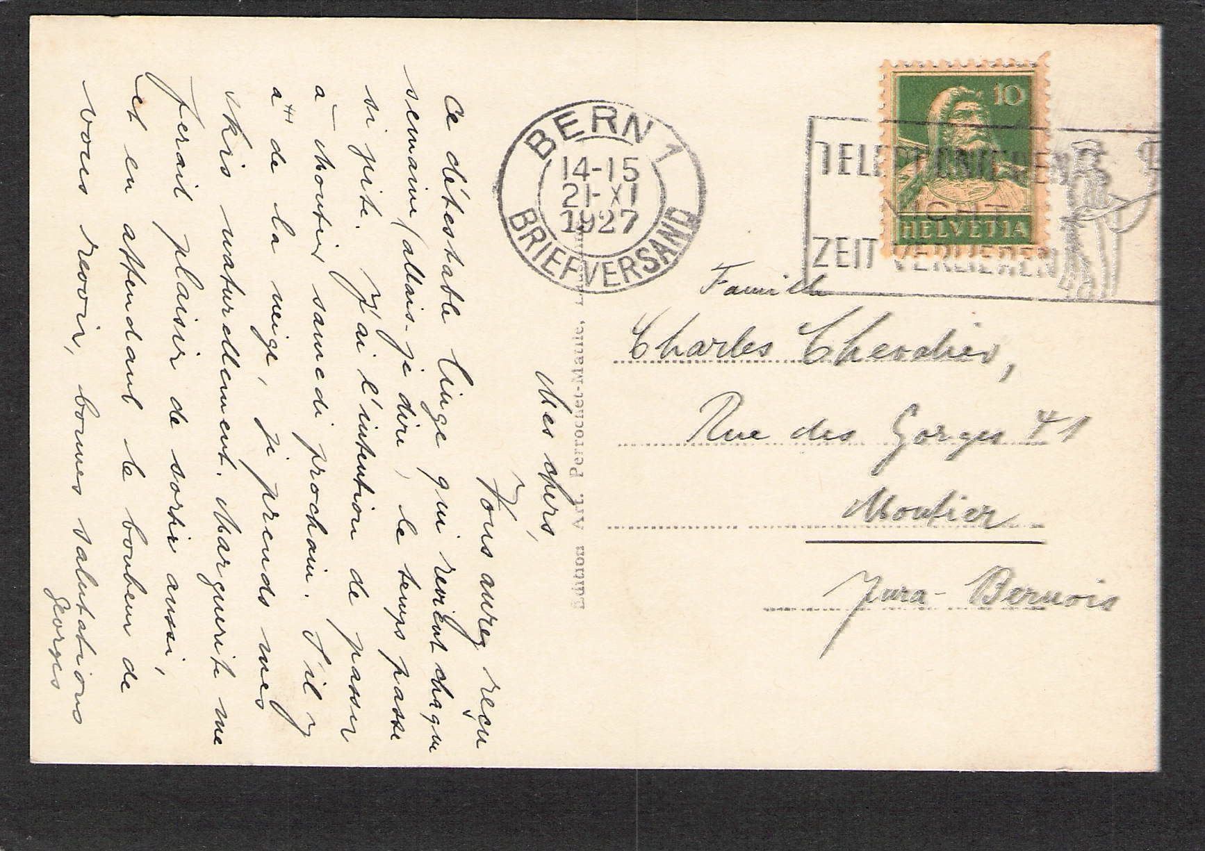 Ansichtskarten: AK Bern , Simsonbrunnen , 1927 – Gebraucht aus Reichenburg von ibiza18 1