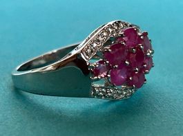 Silberring Himbeere Spinel und Brillanten echt (53)
