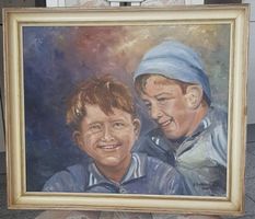 Set von 4 Vintage Gemälden / Bilder mit Rahmen