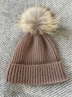 Beautiful Wool Beanie with Fur Pom Pom Hat!