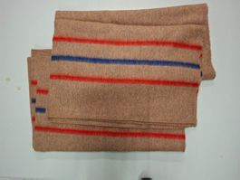 Decke Wolldecke Braun Rot Blau gestreift guter Zustand